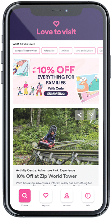 phone with screen showing a love to visit attraction list
